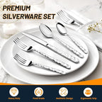 NICE KITCHEN Silverware Set, 40 Piece Premium Stainless Steel Flatware Set for 8, Heavy Duty Silverware Cutlery Sets with Wavy Patterns, Spoons and Forks Set, Mirror Polished, Dishwasher Safe