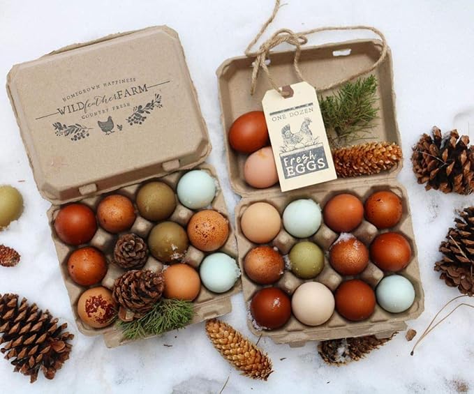 "Vintage Egg Cartons for 12 Large Eggs – Classic 3x4 Layout – Durable Recycled Cardboard – Farmhouse Style – Eco-Friendly Packaging - Tan 25 Pack