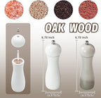SHIKORI Manual Wooden Salt and Pepper Mills Shakers, 6.5 inch Salt and Pepper Grinders Set,Ceramic Rotor with Strong Adjustable Coarseness-Set-2 Pcs
