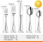 NICE KITCHEN Silverware set for 6,30 Pieces Premium Stainless Steel Silverware set,Mirror Polished Cutlery Set,Flatware Set for 6,Dishwasher Safe,Luster Series