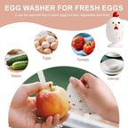 wonlex 4PCS Egg Brush Cleaner Multipurpose Fruit and Vegetable Rotating Scrubber Tool for Fresh Eggs, Reusable Chicken Duck Egg Washer Scrubber (White+Yellow)
