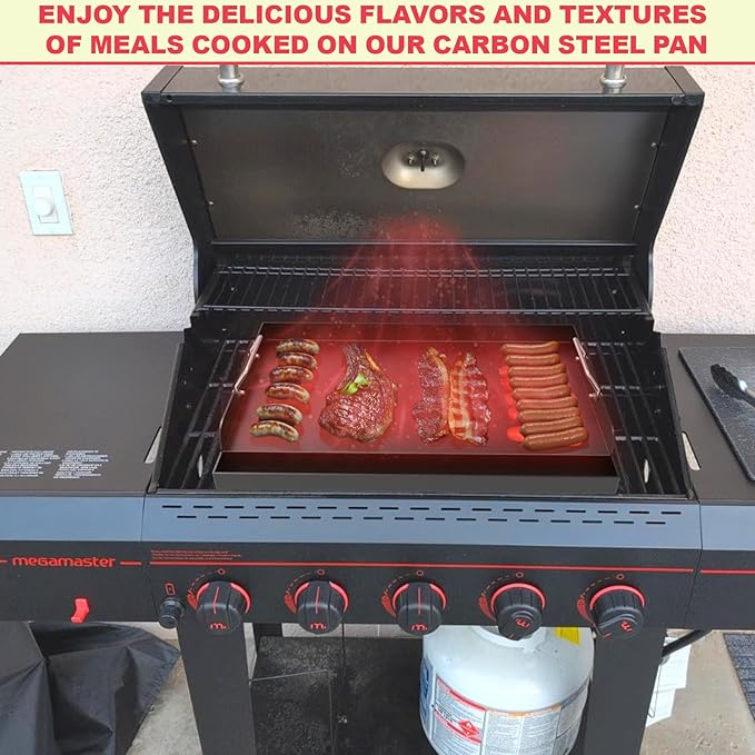 Universal Carbon Steel Griddle for Gas Grill/Kitchen Stove Top, Large Griddle Pan for Camp Camping,Tailgating and BBQ Accessories, Plancha Para Cocinar, 25" x 16" Stove Top Skillet Pan, Gift for men