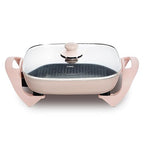 COOK WITH COLOR Electric Skillet - 12" x 12" Ceramic Nonstick Pan, PFAS-Free, 1400W, Tempered Glass Lid, Variable Temperature, Removable Heating Probe, Cool-Touch Handles, Blush