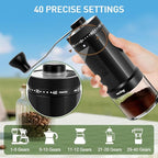 Original Creator of 60g Large Capacity Manual Coffee Grinder, Portable Hand Burr Mill with 40 Adjustable Settings, Ceramic Conical Burr for Espresso, Pour Over, Camping, Travel & Gift