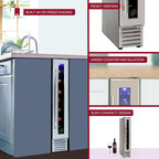 Koolatron 7 Bottle Wine Fridge – Freestanding Wine Cooler with Glass Door, 0.6 cu. ft (18L), Beverage Can Refrigerator, Digital Temperature Control, Ideal for Red, White & Sparkling Wine, Champagne