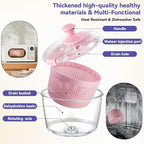 Good Grips 3.2 Qt Glass Salad Spinner Small Vegetable Dryer with Drain Microwave Safe Dishwasher Safe with Transparent Lid Crank Handle Quick Spin Greens Washer for Lettuce Herbs Fruits Pink