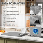 Ecotrim - Dish Drying Mat for Kitchen Counter | Coffee Bar Mat for Countertops | Heat Resistant Drainer Mat with Non-slip Rubber Backed | Hide Stain Kitchen Absorbent Draining Mat | Grey 18"x24"