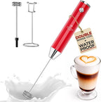 Zulay Kitchen Rechargeable Milk Frother Handheld Lux - Powerful 2-Speed Motor, Waterproof, 2000mAh Battery - Drink Mixer for Latte, Cappuccino, Matcha & Protein Powder - Scarlet