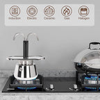 2 Cup Dual Pipe Moka Pot Stainless Steel Stovetop Espresso Maker Cafeteras Italian Percolator Espress Makers Capable Greca Mocha Coffee Machine for Induction Home 150ml 5.1oz