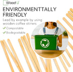 Disposable Coffee Stir Sticks 5.5” 1000 pcs - Eco friendly Round Edge Wooden Coffee Stirrers