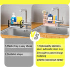 Maifan Sink Caddy Sponge Holder for Kitchen with Brush Holder and Stainless Steel Self Drain Tray, Rustproof Kitchen Sink Organizer for Sponge, Soap Dispenser Storage Accessories Pinky White