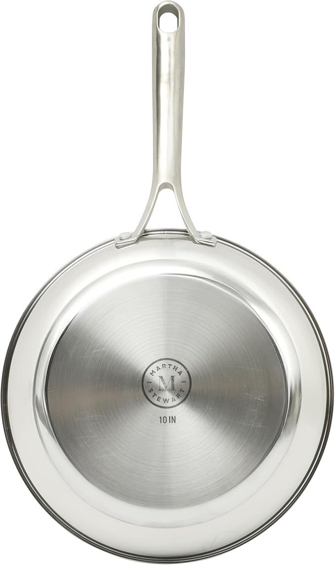 Martha Stewart Castelle 10" Stainless Steel Frying Pan Non Toxic Fry Pan Skillet