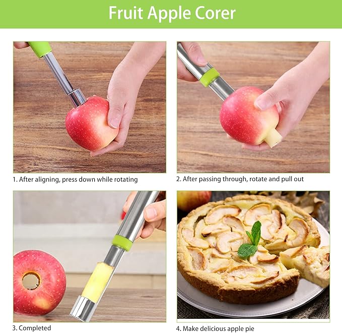 Openfly Vegetable Corer Tool, 6 Pcs Stainless Steel Fruit and Vegetable Corer Tools for Home Kitchen Cherry Pear Jujube Zucchini Chili