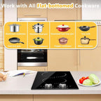 12 Inch Electric Cooktop, 2 Burner Electric Stove Top with 9 Power Levels, Knob Control, Auto shutdown and Residual Heat Warning, 2000W, Ideal for Countertop & Built-In Use (110-120V)