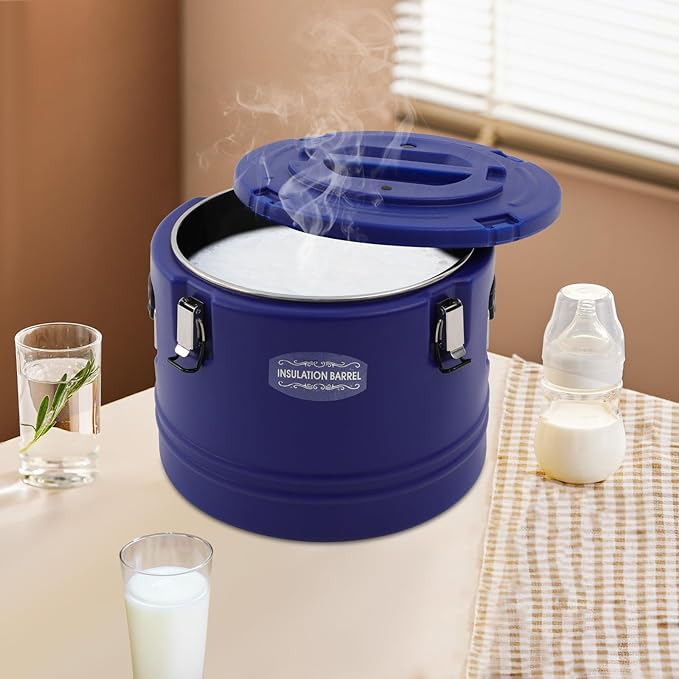 Eapmic 31.7Qt Insulated Food Container, Stainless Steel Container, 30L Commercial Soup Carrier 6 Hours Heat Preservation for Hot and Cold Food Storage Restaurant Canteen Home Lunch Use (Blue, 30L)