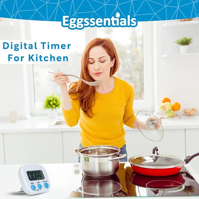 Kitchen Timers for Cooking and Baking with Big Digital Numbers and Loud Alarm Used in Cooking, Classroom, and Office.