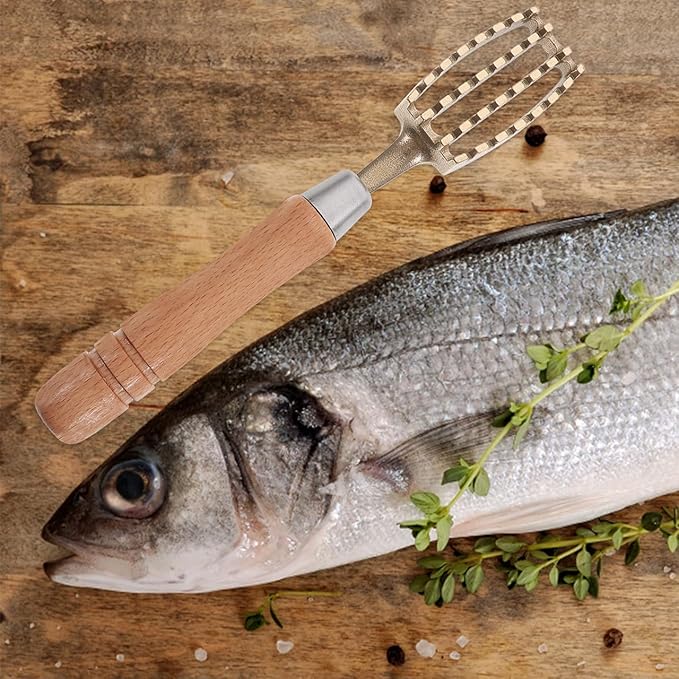 Ciieeo Fish Scale Planer 8.26In Manual Fish Scaler Scraper Tool Stainless Steel Seafood Cleaning Gadget for Home Kitchen