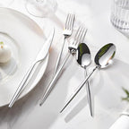 KINGSTONE Silverware Set, 60-Piece Flatware Set Cutlery Set Premium 18/10 Stainless Steel, Tableware Include Forks Knives Spoons for Home Kitchen Restaurant Wedding, Dishwasher Safe