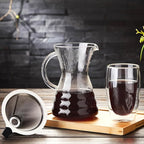 Unbreakable - Pour Over Coffee Maker with Permanent Stainless Filter 40 fl oz, Thickened Heat-Resistant Borosilicate Glass Dripper Coffee Brewer, Stovetop Safe