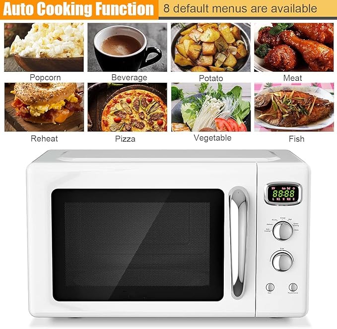 MAT EXPERT 0.9 Cu.ft Microwave Countertop, Digital Timing & 5 Micro Power, 25L Small Microwave w/Glass Turntable & 6 Preset Buttons, Delayed Start Function, 900W Mini Microwave w/Child Lock