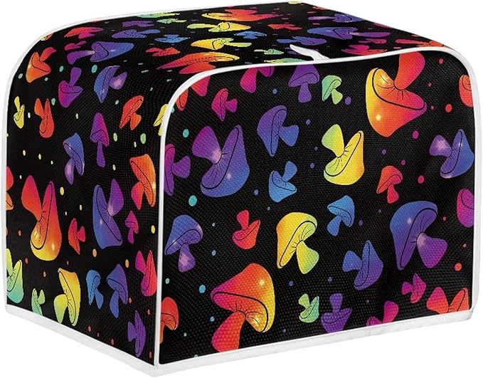 JEOCODY Colorful Mushroom Toaster Fabric Quilted 2 Slice Toaster Appliance Dust-proof Cover for Kitchen Small Appliance Dust Cover and Fingerprint Protection