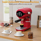 Espresso Machine with Steam Milk Frother Semi Automatic 20 Bar Compact Red with Toggle Switch for home Cafetera Espresso, Latte, Cappuccino, Americano, Macchiato