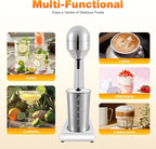 Electric Drink Mixer, Restaurant-Quality Retro Milkshake Maker & Milk Frother with 2 Speeds and 17 oz. Stainless Steel Cup, Smoothie Ice Cream Mixer for Commercial and Home