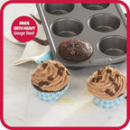 GoodCook Everyday Nonstick Steel Muffin Pan, 6 Cup, Gray