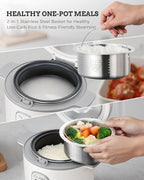 TLOG Low Carb Rice Cooker 2L(8 Cups Cooked), Low Sugar Healthy Rice Maker with 304 Stainless Steel Steamer Basket, 5 Cooking Presets, 24H Timer & Keep Warm Function