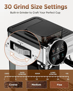 Spacekey Espresso Machine with Grinder - 20 Bar All-in-One Coffee Maker with Milk Steam Wand/Frother, Cold Brew, 30 Grind Settings, 60oz Removable Tank - Home Barista Kit for Lattes, Cappuccinos