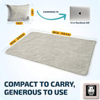 Travel Blanket and Pillow Set — Airplane Blanket with Inflatable Pillow and Cotton Pillowcase, Travel Blanket Combo with Back-Neck Snaps for Long Flights