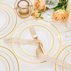 I00000 102 Pcs Clear Gold Plastic Plates - Disposable Party Plates, Gold Disposable Include 51 Dinner Plates and 51 Dessert Plates, Plastic Plates for Party, Holiday, Wedding & Birthday