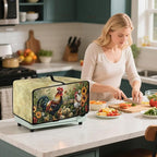 Rooster Sunflower Print Toaster Oven Dust-proof Cover Heat-Resistant Kitchen Small Appliance Air Fryer Covers Universal Washable Microwave Oven Covers (Large-18.5 * 22.5 * 12.99 inches)