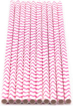 Pack of 300 Baby Pink Chevron Biodegradable 4-Ply Paper Drinking Straws (Compostable, Non-toxic, BPA-free)