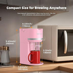 Horavie Mini Single Serve Coffee Maker for K Cup and Ground Coffee, Fast Brew One Cup Coffee Machine with Descaling Reminder and Water Window, 6 to 12 oz. Brew Sizes, Pink