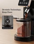 Neretva Espresso Grinder, 2 in 1 Professional Coffee Bean Grinder Stainless Steel Suit 51~58mm Portafilter Burr Coffee Grinder 30 Precise Setting&Anti-Static for Espresso/French Press/Drip/Moka-Silver