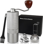 Detachable Manual Coffee Grinder with 25 Level Stainless Steel Conical Burr Portable Aluminum Coffee Bean Grinder Grinder Gift Set Suitable for Moka Pot Espresso Pour Over Easy Cleaning with Brush