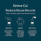 Grove Co. Multi Purpose Cleaner, Refill Concentrate (2 x 1 Oz) + Glass Spray Bottle (16 Oz), Plant-based Household Cleaning Supplies Bundle, No Plastic Waste, 100% Natural Lemon & Eucalyptus Scent