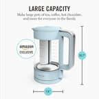 Martha Stewart Electric Kettle with Removable Stainless Steel Tea Infuser, Glass Carafe 1.7L (7 Cups), Hot Water Boiler, 4 Presets, Keep Warm & Auto Shut-Off, Cordless 360° Swivel Base, Sky Blue