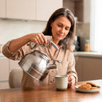 GIPFEL INTERNATIONAL Whistling Tea Kettle Stovetop - Food Grade Stainless Steel Teapot for Stove Top with Ergonomic Handle for Gas, Induction, Electric Stovetops 2.3 Quart