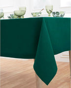 Solino Home Linen Tablecloth for Rectangle Tables 60 x 120 Inch - 100% Pure Linen Rainforest Green Table Cloth - Fete, Machine Washable Cloth Tablecloth for Christmas, Holiday, Winter, New Year