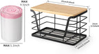 ALOCEO Small Wall Basket, Stainless Steel Adhesive Cabinet Door Organizer with Bamboo Top for Kitchen, Cabinet, Pantry, Black