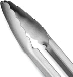304 Stainless Steel Kitchen Cooking Tongs, 12" and 14" Set of 2 Sturdy Grilling Barbeque Brushed Locking Food Tongs with Ergonomic Grip, Blue