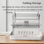 40l 3-Tier Electric Food Steamer | 800w Automatic Multicooker with Touch Control, Heat Preservation, Foldable Design for Healthy Cooking