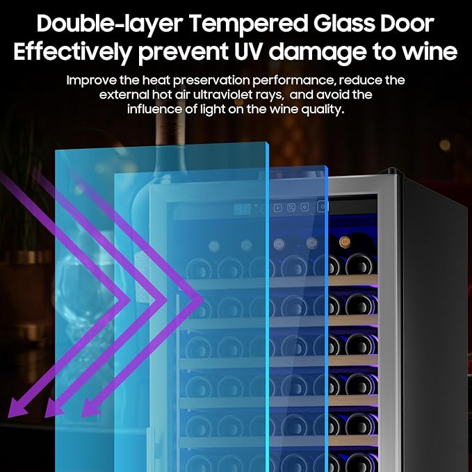 24 Inch Wine Cooler Refrigerator,187 Bottles Large Wine Fridge Freestanding Tall Wine Cooler with Upgraded Compressor, Low Noise and Elegant Design for The Wine Lovers