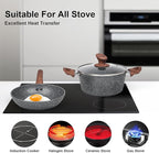 M MELENTA Granite Pots and Pans Set Non Stick, 11 Piece Die-Cast Induction Cookware Set, Nonstick Kitchen Cooking Set w/Frying Pans & Saucepans, PFOA Free