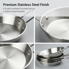 Au Gratin Dishes Stainless Steel, Specialty Gratins Pots and Pans, Cookware, Small Baking Dish with Handles, Set of 4, 20 Oz, for Oven Roasting, Individual portion, Pie (Silver, 7.5 Inch)