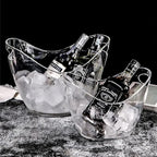 Mwellewm Beverage Tubs for Parties Plastic Ice Bucket for Cocktail Bar Clear Acrylic Wine Bucket with Scoops Drink Bucket Cooler for Chiller Bin for Champagne or Beer (8 L, 4 L)