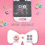 DSP All in One 2 Inch Mini Donut Maker, Non-Stick, Cool Touch, Electric Doughnut Machine for 16 Snacks & Desserts, Perfect for Birthday, Wedding, Baby Shower, Christmas, Party, Afternoon Tea