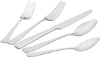 Amazon Basics 20-Piece Stainless Steel Flatware Set with Square Edge, Dishwasher Safe, Simple Design, Service for 4, Silver